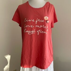 Orange T-shirt live free love more laugh often by Sonoma women’s large